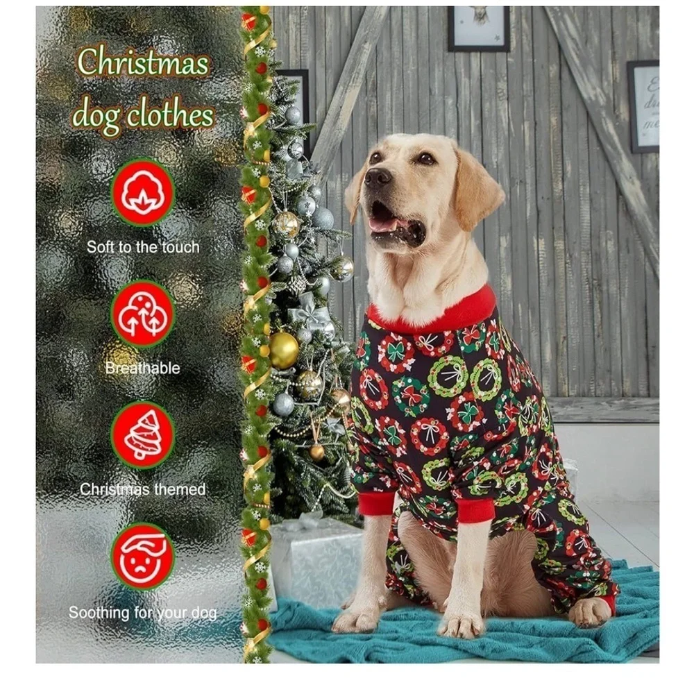 NWT Festive Black and Red Dog Pajamas Clothing size L